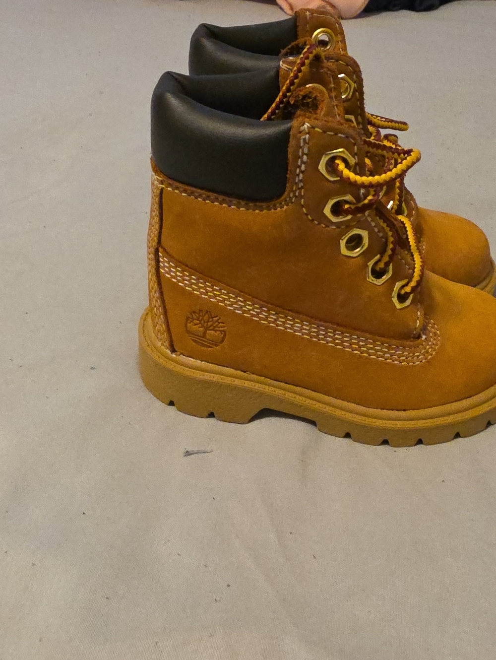 Timberland Kids Wheat Nubuck Mini Boots with Black Collar